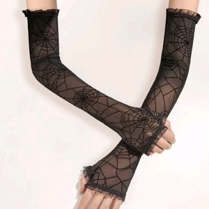 Spider Web Stocking Gloves
